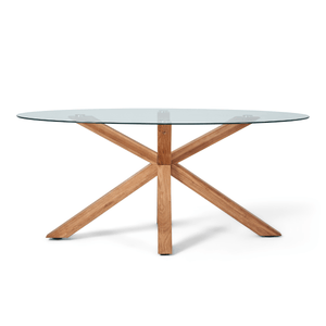 Sidney - Glas spisebord med ben i massiv egetræ 175x90 cm