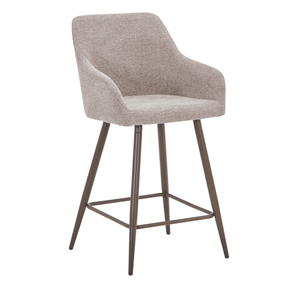 Jenna barstol - sand tekstil med armlæn 65 cm med røget egelook