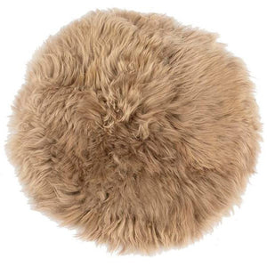 Beige rund lammeskindshynde Ø35 cm Imiteret