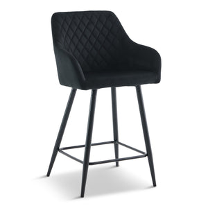 Carlo - barstol sort velour med armlæn 65 cm