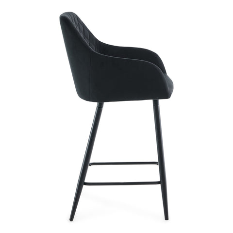 Carlo - barstol sort velour med armlæn 65 cm