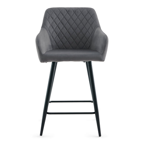 Carlo - barstol grå velour med armlæn 65 cm