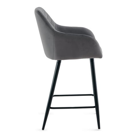 Carlo - barstol grå velour med armlæn 65 cm