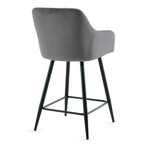 Carlo - barstol grå velour med armlæn 65 cm