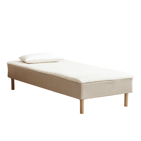 Boxmadras seng i beige 90x200 cm med 4 cm topmadras i PU-skum ekskl. ben