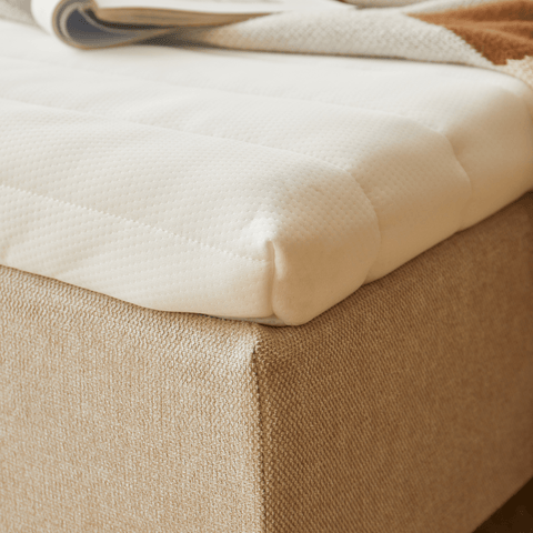 Premium boxmadras seng i beige 180x200 cm med 7 cm topmadras i memoryskum ekskl. ben