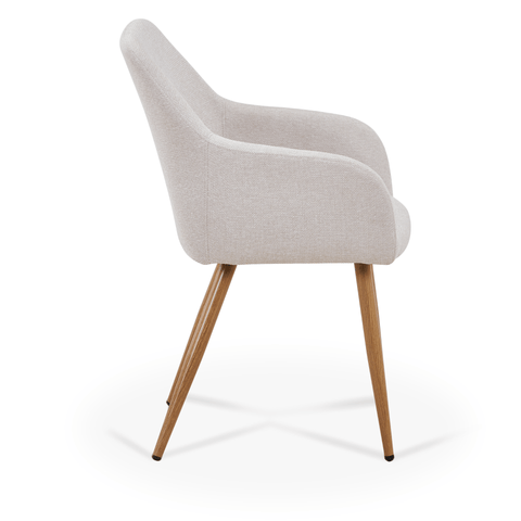Jenna spisebordstol - beige tekstil med egelook