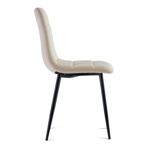 Jessi spisebordsstol - beige velour med sorte metalben