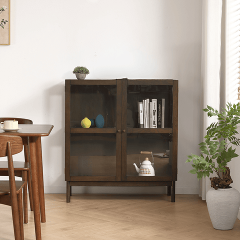 Havana vitrineskab i røget eg med 2 låger - 110x40x100 cm