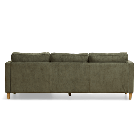 Ellis - Højrevendt og venstrevendt vendbar chaiselong sofa grøn fløjl - L: 215 x D: 82 x H: 78 cm