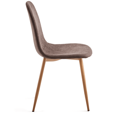 Anna spisebordsstol - brun tekstil med egelook
