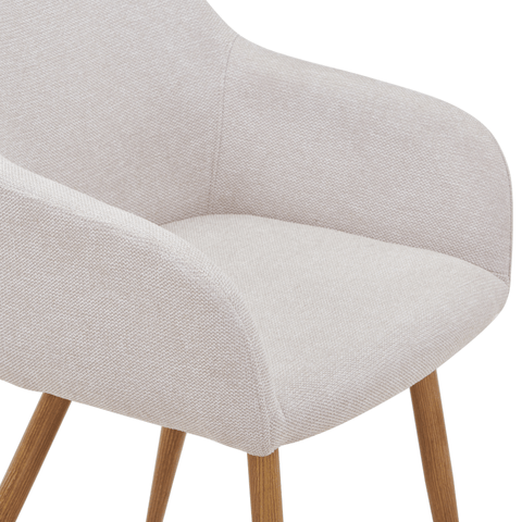 Jenna spisebordstol - beige tekstil med egelook