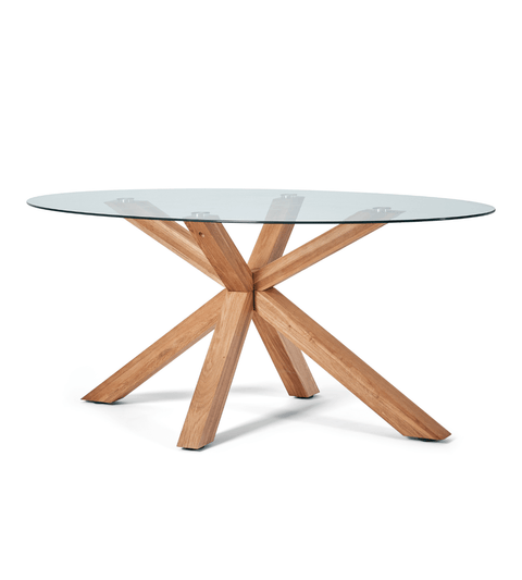 Sidney - Glas spisebord med ben i massiv egetræ 175x90 cm