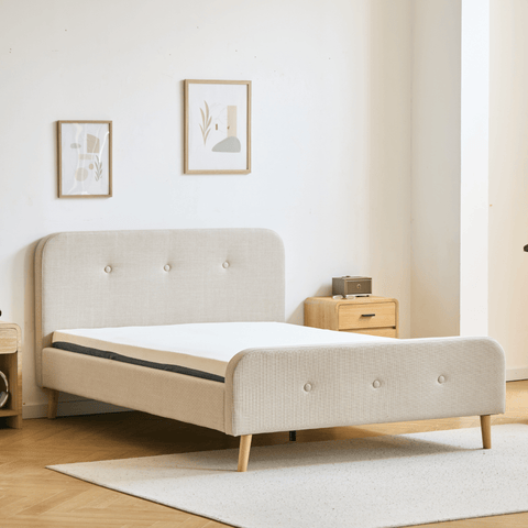 Christian seng i beige 140x200 cm inkl. sengelameller og madrasser