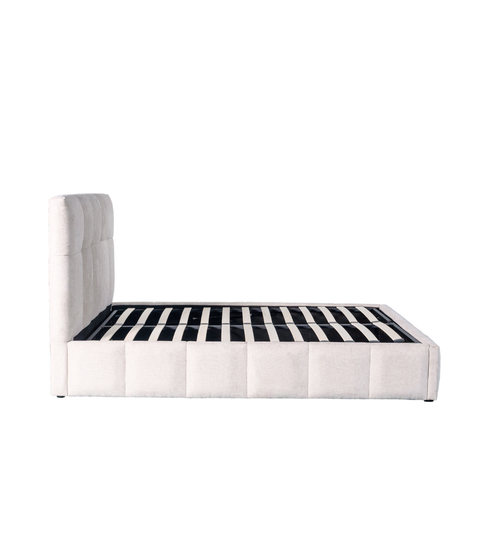 Romeo sengeramme med opbevaring 140x200 cm i beige tekstil