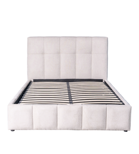 Romeo sengeramme med opbevaring 140x200 cm i beige tekstil