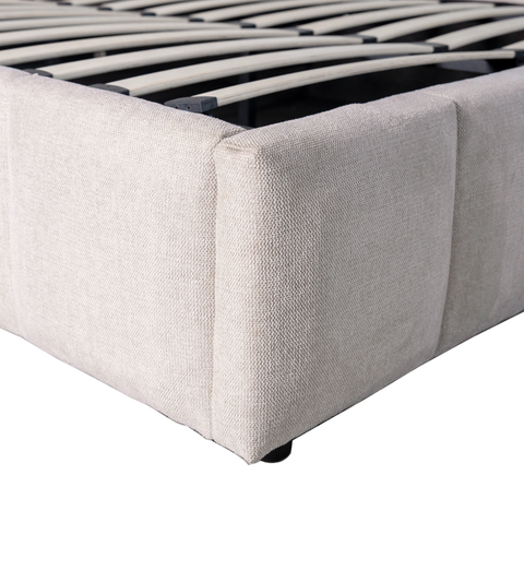 Romeo sengeramme med opbevaring 140x200 cm i beige tekstil