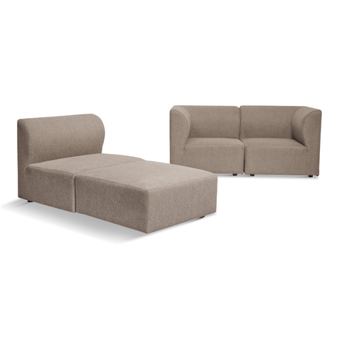 Emilia modulsofa i sand 3 moduler højre- og venstrevendt chaiselong L: 243 X D: 158 X H: 72 cm