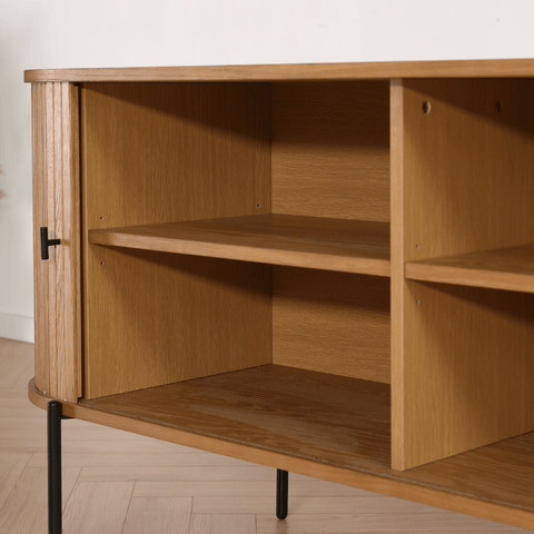 Florence jalousi skab med lameller i eg 160x45x75 cm