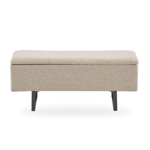 Malika bænk med opbevaring i beige boucle 95x35x40 cm