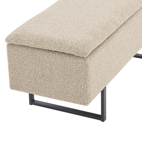 Malika bænk med opbevaring i beige boucle 95x35x40 cm