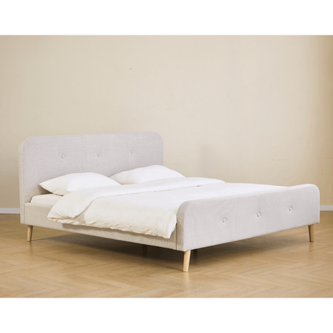 Christian seng i beige 180x200 cm inkl. sengelameller og madrasser