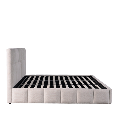Romeo sengeramme med opbevaring 180x200 cm i beige tekstil