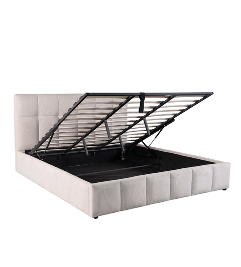 Romeo sengeramme med opbevaring 180x200 cm i beige tekstil
