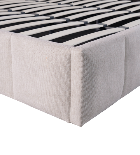 Romeo sengeramme med opbevaring 180x200 cm i beige tekstil