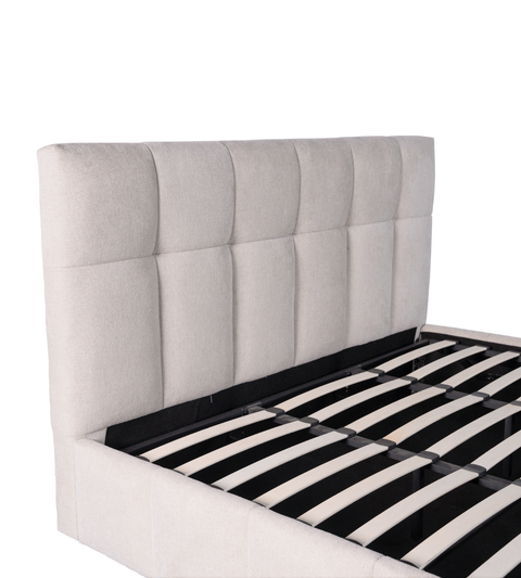 Romeo sengeramme med opbevaring 180x200 cm i beige tekstil