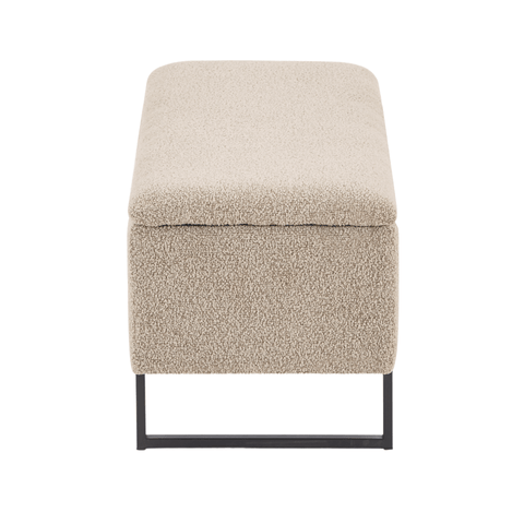 Malika bænk med opbevaring i beige boucle 95x35x40 cm