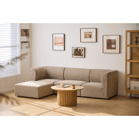 Emilia modulsofa i sand 3 moduler højre- og venstrevendt chaiselong L: 243 X D: 158 X H: 72 cm