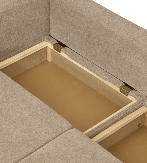 Noelle sovesofa i sand tekstil