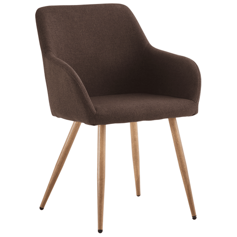 Jenna spisebordstol - brun tekstil med egelook