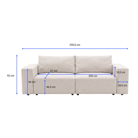 Noelle sovesofa i sand tekstil