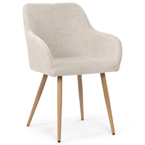 Spisebordssæt - Lewis lamel spisebord Ø120 cm med udtræk i egefiner + 6 x Jenna spisebordsstole i beige