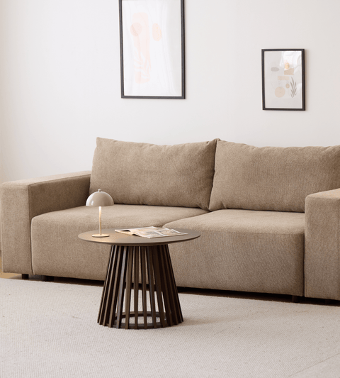 Noelle sovesofa i sand tekstil