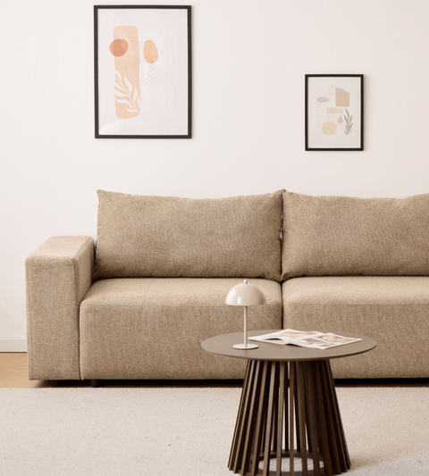 Noelle sovesofa i sand tekstil