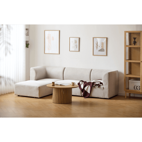Emilia modulsofa i beige 3 moduler højre- og venstrevendt chaiselong L: 243 X D: 158 X H: 72 cm