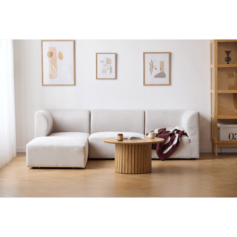 Emilia modulsofa i beige 3 moduler højre- og venstrevendt chaiselong L: 243 X D: 158 X H: 72 cm