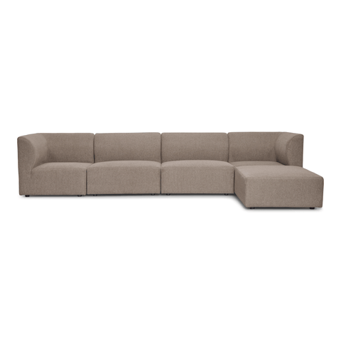 Emilia modulsofa i sand 4 moduler med højre- og venstrevendt chaiselong L: 328 X D: 158 X H: 72 cm