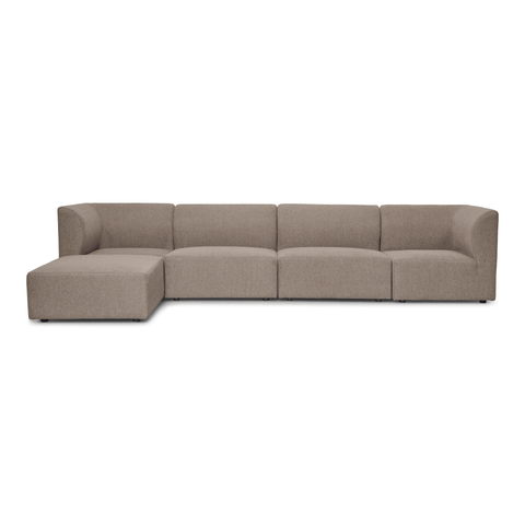 Emilia modulsofa i sand 4 moduler med højre- og venstrevendt chaiselong L: 328 X D: 158 X H: 72 cm