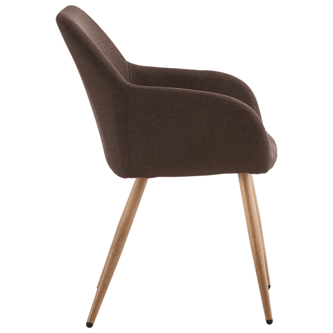 Jenna spisebordstol - brun tekstil med egelook