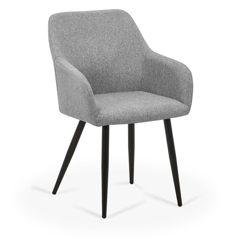 Jenna spisebordstol - grå tekstil med sorte ben