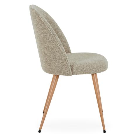 Annika spisebordsstol - Beige boucle stof med ben i egetræslook
