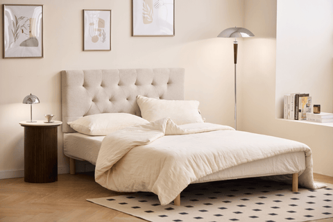 Nia sengegavl 180x63 cm i beige tekstil