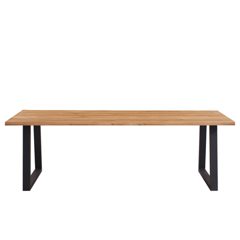 Esther plankebord - 200x95 cm - naturligt olieret eg med firkantet ben (Forberedt til tillægsplader)