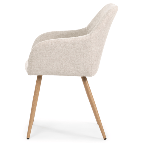 Spisebordssæt - Lewis lamel spisebord Ø120 cm med udtræk i egefiner + 6 x Jenna spisebordsstole i beige