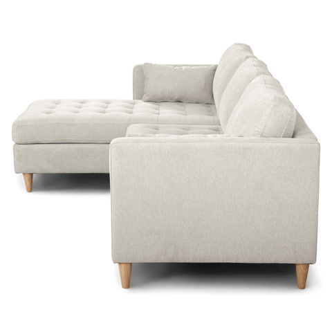 Lulu - Højrevendt og venstrevendt vendbar chaiselong sofa lys beige - L: 215 x D: 82 x H: 78 cm