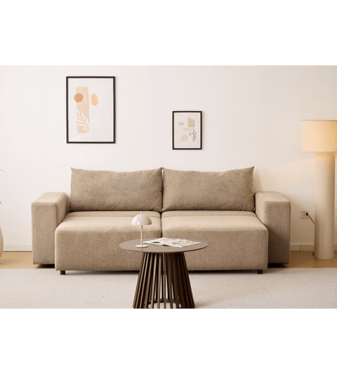 Noelle sovesofa i sand tekstil